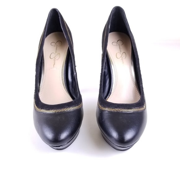 Jessica Simpson Black Pump Heels W/ Zipper Accent - Picture 4 of 6